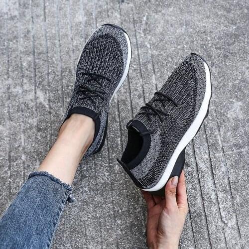 Spring Autumn Breathable Air Mesh Sports Womens Sneakers Casual Running Tennis Walking Shoes Lace-up Chunky Sole Female Shoes