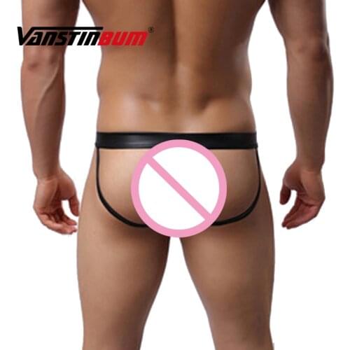 VANSTINBUM T Back Sexy Gay Imitation Leather Underwear Mens Pouch String Homme Exotic Jockstrap G-Strings Thongs Cueca Masculina