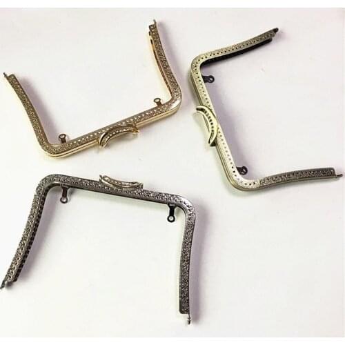 DIY women knurling purse frame bronze silver golden color long feet 20x13cm bag making hardware metal clasp 5pcs/lot