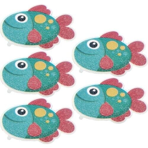 5pcs Cartoon Funny Antislip Bathroom Stickers Fish Pattern Non-Slip Bathtub Decals Self-Adhesive Tub Pasters For Home Dorm
