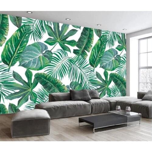 Bacal custom 3d wallpaper wall covering modern hand-painted tropical rainforest banana green leaf TV background wall home decor