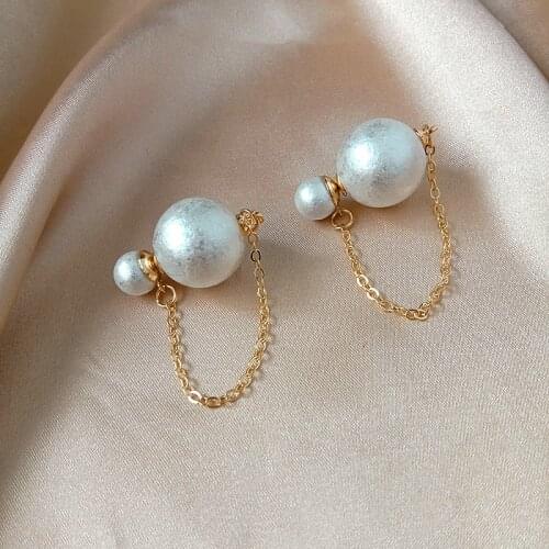 Punk Girl Earrings Fashion Korean Style Earrings, Not Glossy Pearls, Net Red, A Two-wearing Temperament Simple Long Earrings