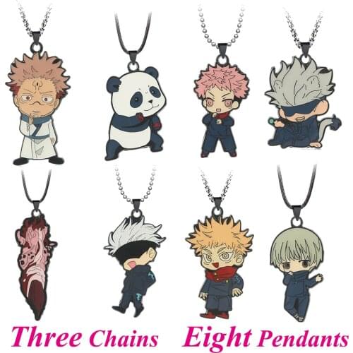 Jujutsu Kaisen Necklaces Itadori Yuji Gojo Satoru Inumaki Toge Pendant Anime Metal Chain Choker For Men Women Cosplay Props