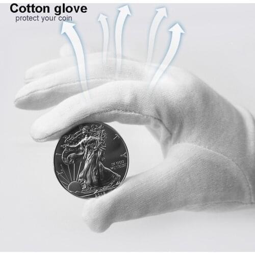 PCCB Cotton Collection Gloves Protect silver or gold coin bullion and jewelry White color