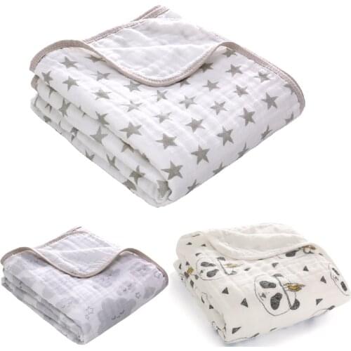 110cm*150cm Muslin Baby Swaddle Blanket Two Layer 100% Cotton Newborn Wrap Infant Bath Towel Swaddling Gauze Bebe Blanket Quilt