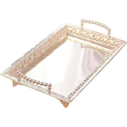 European Style Silver Plated Storage Tray Afternoon Tea Dessert Snack Tray Dessert Table Decoration Fruit Cake Pan