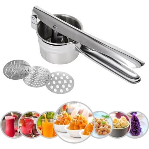 Stainless Steel Potato Masher Ricer Large Sturdy Puree Vegetable Fruit Juicer Press Maker Potato Masher Kitchen Accessories
