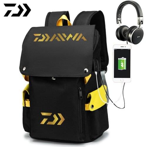 2021 New Daiwa Outdoor Mens Fishing Backpack USB Charging Anti-theft Backpack Womens Bag Casual Student Backpack Mens Bag