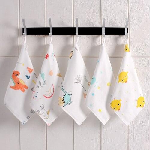 5pc/set Saliva Towels Four-layer Baby Gauze Towel Cotton Thin Section Newborn Childrens Cotton Gauze Handkerchief Baby Bibs