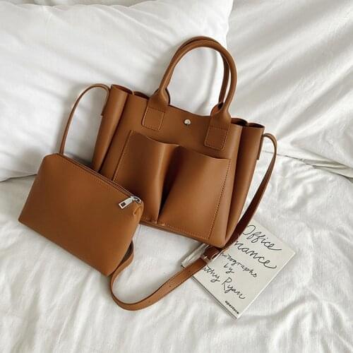 Women portable large-capacity popular new trendy fashion shoulder messenger bucket bag simple pure color casual handbag bags