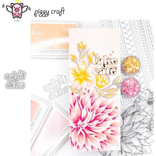 Piggy Craft metal cutting dies cut die mold Take care letters Scrapbook paper craft knife mould blade punch stencils dies