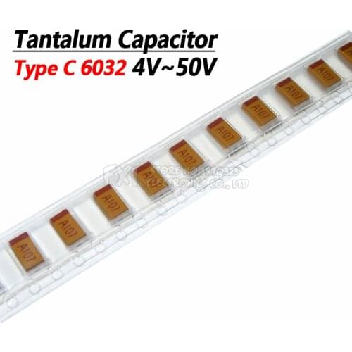 10pcs Type C 68UF 10UF 22UF 47UF 100UF 220UF 330UF Tantalum Capacitor 10V 4V 6.3V 16V 25V 35V 107 226 686 106 337 227 476