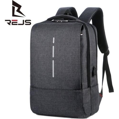 REJS LANGT Waterproof Backpack Men Fit 15 Inch Laptop Backpacks with Charging Minimalist Design Business Travel Bag for Male