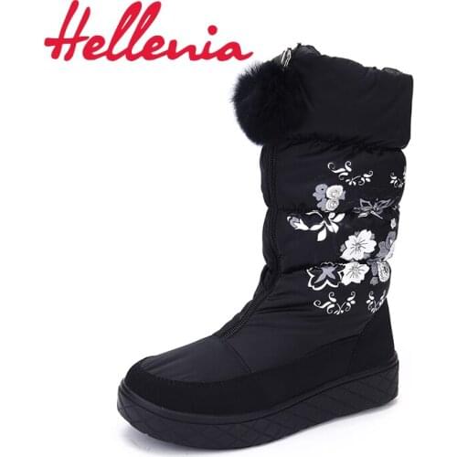 Hellenia Women Boots Winter Warm Snow Boot Fur Female Fashion Women Shoe Plush Insole Snow Boot Ladies Shoe