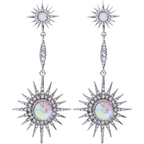 Sunflower Earrings Crystal Rhinestone Earrings For Women European and American Stylish Personality Retro Bohemian Earrings Trend