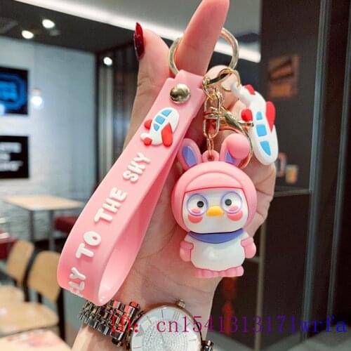 PVC Duck Keychain Women Keyring Fashion Bag Pendant Gift Men Anime Cartoon Kawaii Silica gel Keybuckle Key chain Decorations