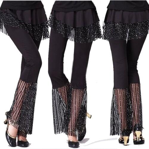 Ladies Latin Dance Costume Long Pants Women Ballroom Dancer Practice Trousers for Rumba/Samba/Salsa/Tango/Cha Cha/Flamenco Dance