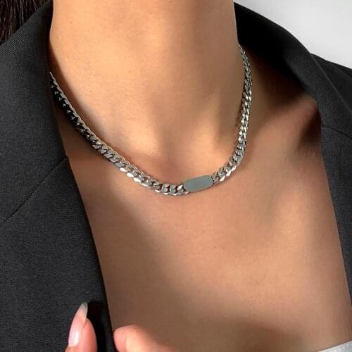 SHIXIN Stainless Steel Thick Chain Necklaces on Neck Women Punk Simple Chunky Short Choker Necklaces 2021 Fashion Jewelry Gifts
