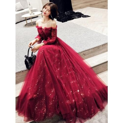 Party Fairy Long Dress Women New Long Sleeve Mesh Gown Dream Ball Dress Red Female Drawstring Lace Up Banquet High Waist Robe