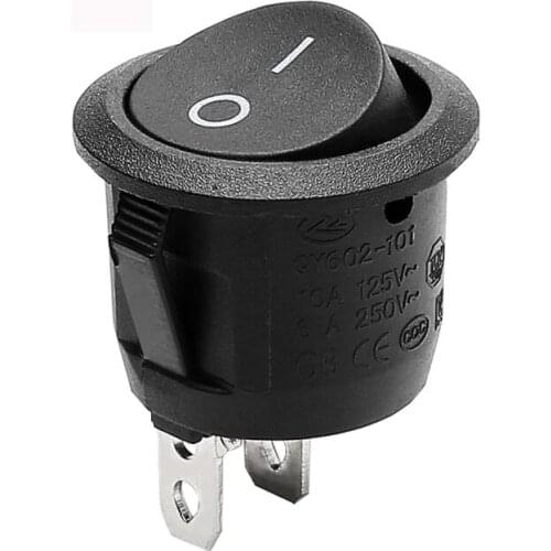 1PCS KCD2-101 Marine Round Rocker Switch Light 2 Position 2 Pins Momentary Power Button ON-OFF Black Push Button Switch