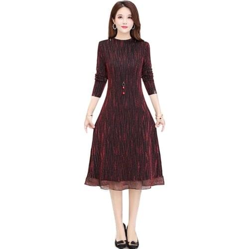 2020 New Womens Autumn Winter Dress Dresses For Women Thicken Long Sleeves Dresses Plus Size Dress Fashion Warm Dress 5XLA405