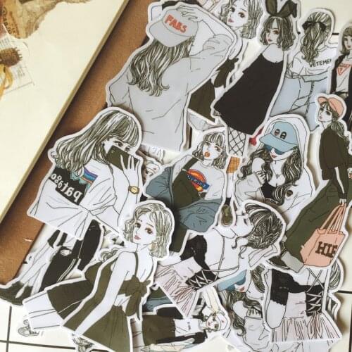 27PCS Fashion girl Stickers Crafts And Scrapbooking stickers book Student label Decorative sticker kids toys