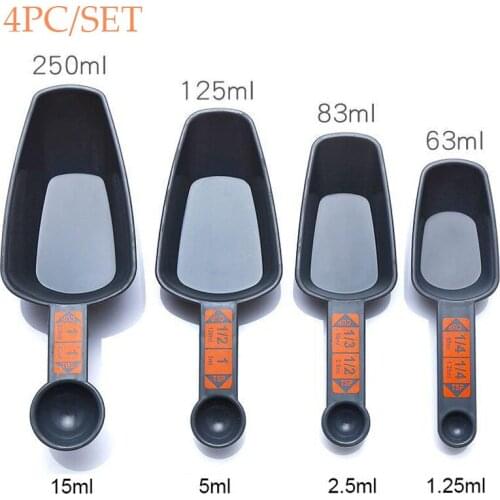 4PCS Multifunction Measuring Spoons and Measuring Cups Scoop with Scale for Coffee Making Kitchen Baking Measuring Kitchen Tool