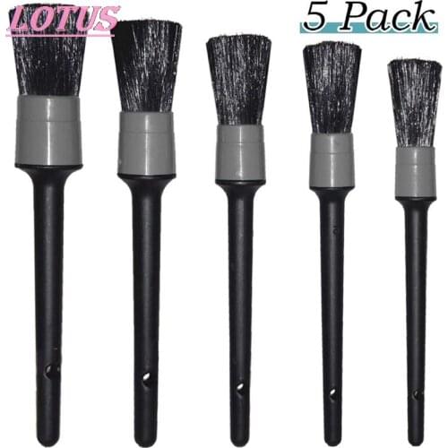 5Pcs Car Cleaning Brushes Cleaning Natural Boar Hair Brushes Auto Detail Tools 5Pcs Wheels Dashboard Auto Accessories Car Wash
