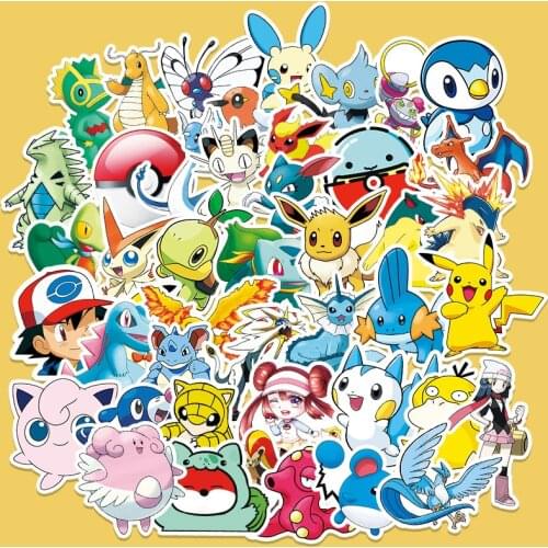 50pcs/set Pokemon Pikachu Cartoon Anime figureSticker Cartoon Mobile Phone Notebook Suitcase Decoration Sticker Birthday Gifts