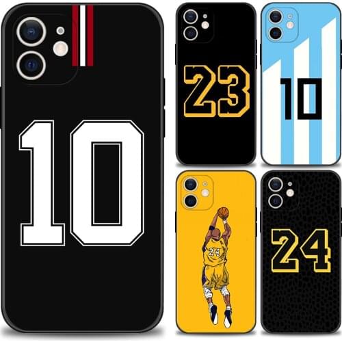 Basketball star Football Number 10 23 Case For iPhone 11 Pro Max XS Max XR X 12 Mini 7 8 6 Plus SE 2020 Black Bumper Soft Cover
