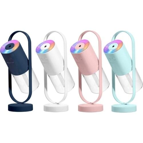 E65F Wireless 360 Degree Rotary Air Humidifier Colorful LED Light USB Rechargeable Projection Lamp Luminous Mist Maker Diffuser