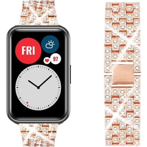 Bracelet For Huawei Watch FIT Strap Bling Diamond Accessories Metal Stainless Steel Wrist band For Huawei Watch fit Watch Strap