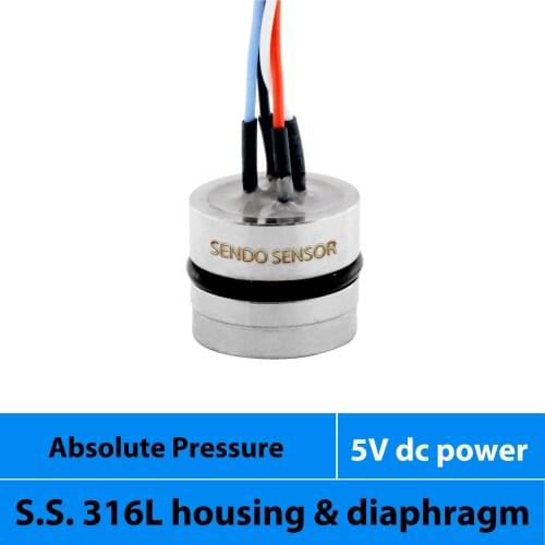 Absolute pressure transducer, 5 v supply, stainless steel 316L material, abs 100 kpa, 400 kpa, 600 kpa, 1 mpa, 1.6 mpa, 2.5 mpa