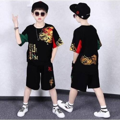 Summer Boys Clothes Set Childrens Casual Tracksuit Fashion Cotton T shirt + Pants Sports Suits Kids Clothing Outfits 8 12 Years