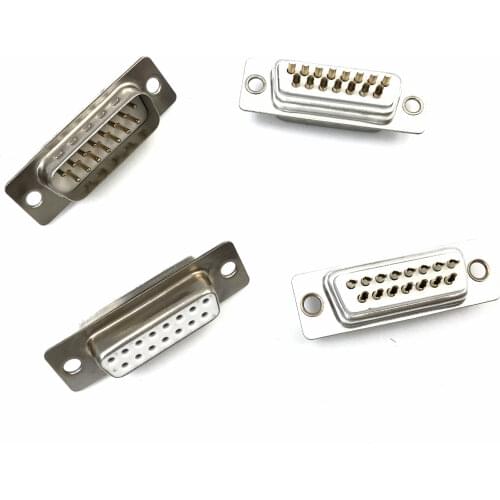 5PCS Wire Bonding DB15 Serial Port Hole Holder Wire Type 15 Needle Plug Double Row Blue Connector DD