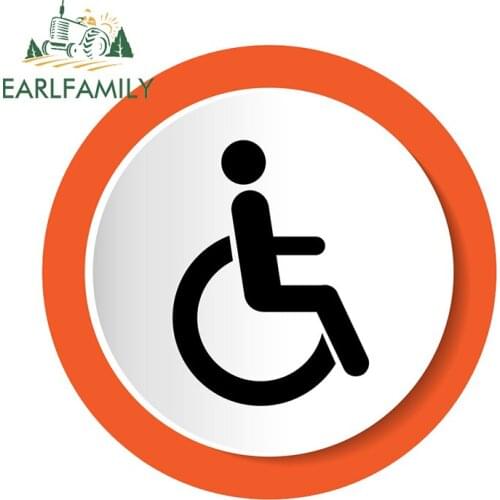 EARLFAMILY 13cm x 13cm for Disabled Sign Orange Car Sticker Surfboard Graffiti Decals Scratch-Proof Sunscreen Windshield Decor
