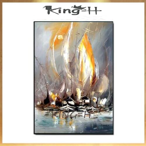 Impressionist seascape yacht sailing painting hand-painted oil painting original painting wall art decorative painting living ro