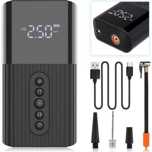D2TB Mini Tire Inflator Digital Display Air Compressor Pump Portable Air Compressor Cable for bicycle or Automotive Car