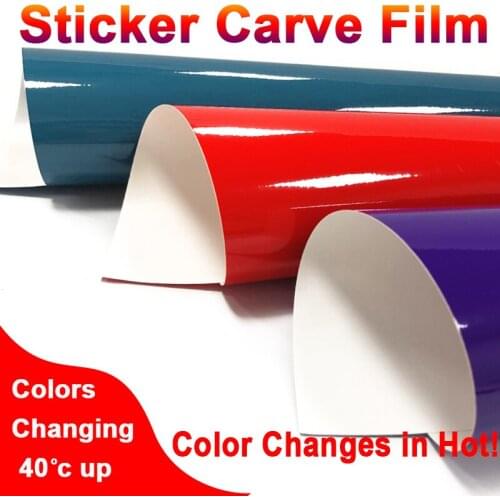 1 Roll Hot Discoration Adhesive Sticker Film Color Changing Paper 40 Up Degree DIY Carve Decoration Removable Glue