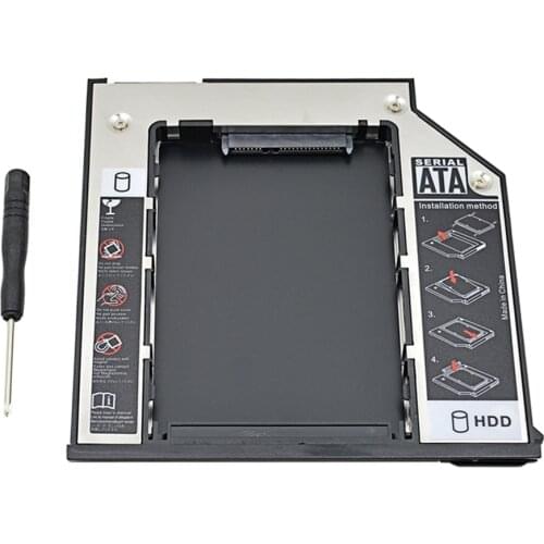 TISHRIC 2nd HDD Caddy 9.5mm SATA 3.0 2.5"SSD HDD Box Enclosure For Dell E6310 E6400 E6500 E6410 E5400 M2400 M4500 Pro OptiBay