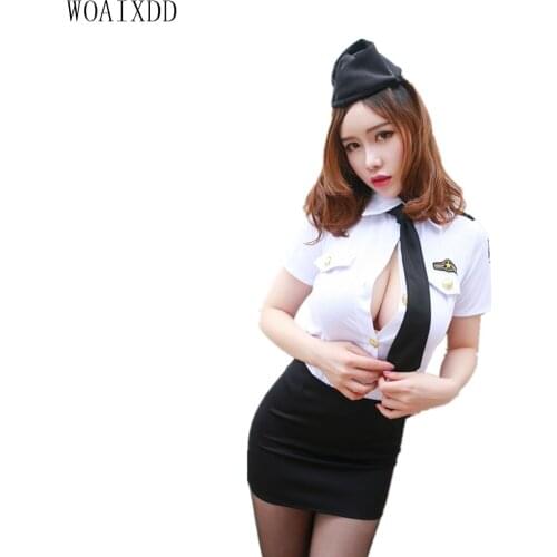 Halloween Policewoman Costumes Adult ladies Short Sleeve Female Officer Cop Costume Student Uniform Party Sexy Police Costume