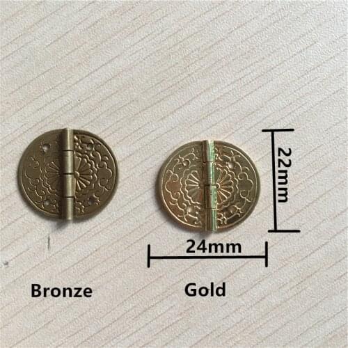 Bulk Brass Round Hinge Flower Pattern Decor Hinges Wooden Gift Jewelry Box Hinge Fittings for Furniture Hardware,22*24mm,20Pcs