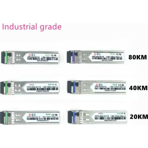 LC SFP Fiber optic module Industrial grade -40~+80 Celsius 1.25G20/40/80KM 1310/1490/1550nm Single-SFP compatible optical module