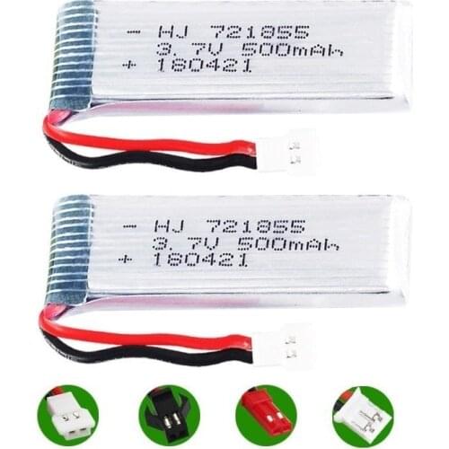 2pcs/set 3.7V 500mah 25c Lipo Batteries For H37 E50 T37 3.7v battery RC Helicopter Drone For Wltoys V930 V977 V988 Spare Part