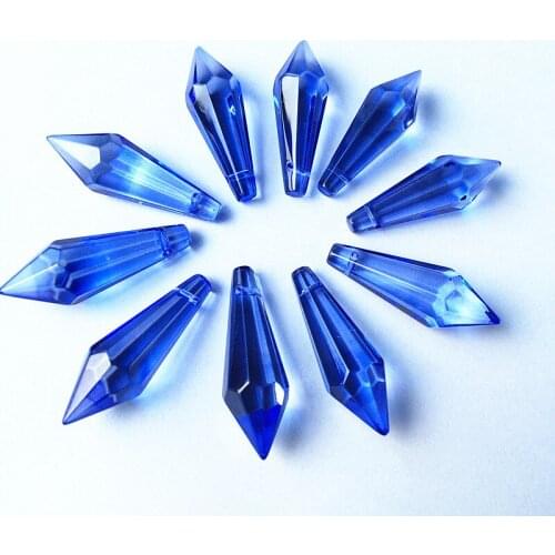 20pcs/lot 36mm Light Blue Icicle Drop Chandelier prism parts Crystal AAA Glass Hanging Pendant For Lamp Decoration+Free rings