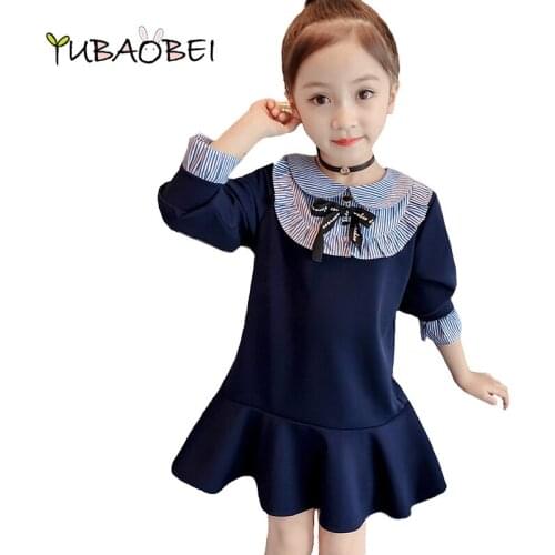 Cute Baby Girl Dress 2020 Autumn New Ruffled Princess Dress Girl Elegant Long Sleeve Bow Casual Childrens Clothing