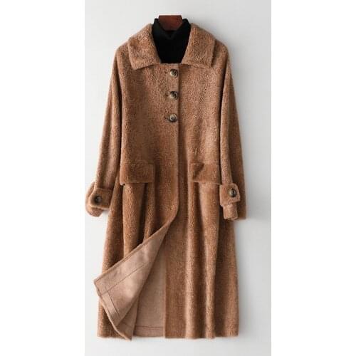 2020 Fashion Female Spring New Wool Fur Coat Winter Womens Long Composite Fur Coat Solid Casual Jacket