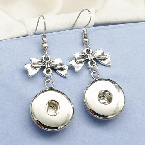Fashion Simple Bowknot Drop earrings snap earrings fit 12MM/18MM snap buttons jewelry JA0007