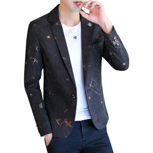 2021men printed small suit trend of cultivate ones morality leisure suits, teenagers of autumn new fund handsome joker suit