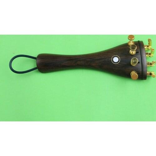 New 4/4 Ebony Violin Tailpiece fixed Golden Fine Tuners Tail Gut, Violin Parts